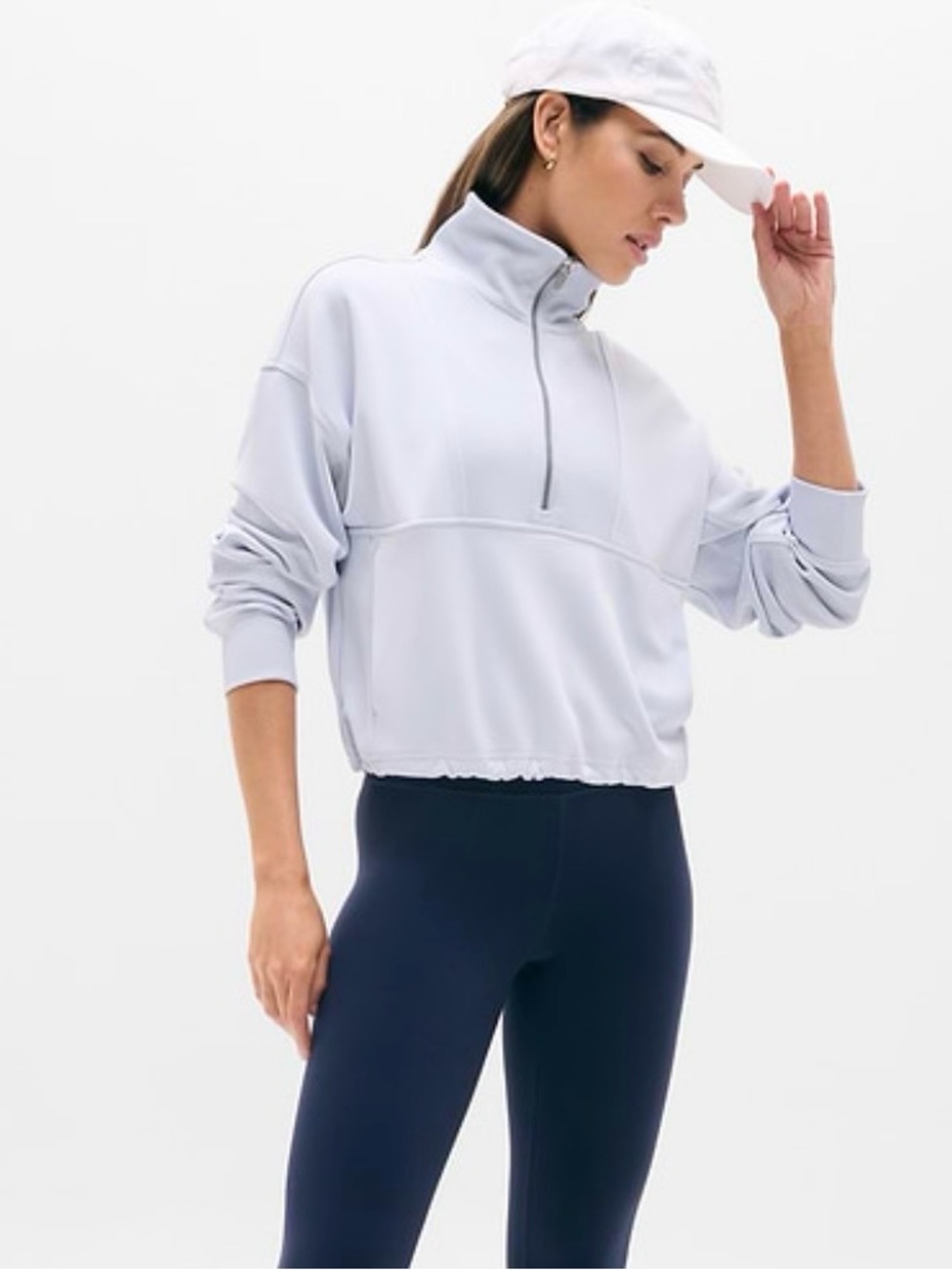 #117 Athleta Seasoft 1/4 Zip Pullover Dove Size Medium
